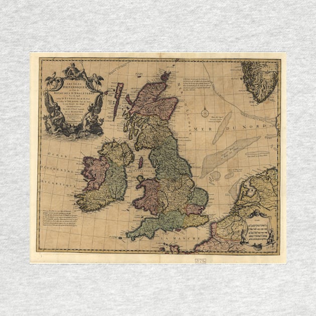 Vintage Map of The British Isles (1700s) by Bravuramedia